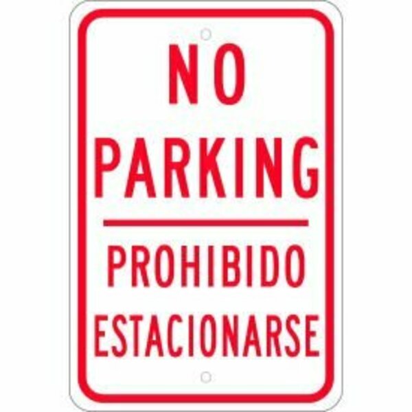 National Marker Co NMC Traffic Sign, No Parking Bi-Lingual, 18in X 12in, White TM98K